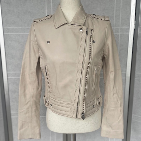 NWT IRO Off-White Lamb Leather Luiga Biker Jacket sz 42